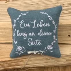 Outlet Ringkissen // Ring Kissen // Hochzeit // Heirat // Trauung // bestickt "Ein Leben lang an deiner Seite" Ringkissen