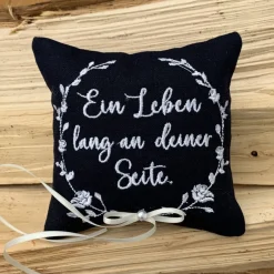 Discount Ringkissen // Ring Kissen // Hochzeit // Heirat // Trauung // bestickt "Ein Leben lang an deiner Seite" Ringkissen