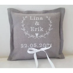 Outlet Ringkissen aus Leinen edel personalisiert bestickt Ringkissen