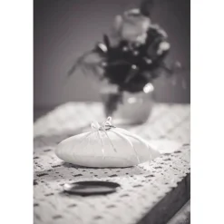 Sale Ringkissen mit Spitze fuer die Hochzeit weiß mit Schleife in pink  Vintage Stil Shabby Chic Ringkissen
