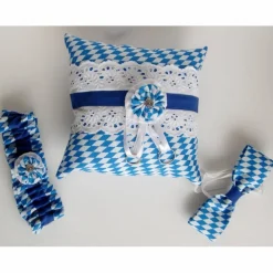 Ringkissen|Dorotheas-Handarbeiten Ringkissen, Trachten-Ringkissen, Ringkissen blau-weiß, bayrische Hochzeit Ringkissen, Ringkissen bayerisch, Bauernhochzeit Ringkissen