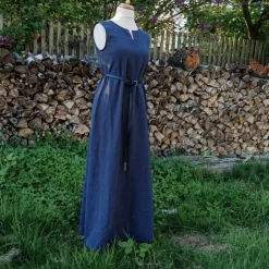 Kostüme Für Erwachsene|Toraxacum Ärmelloses Wikinger Leinen Kleid in verschiedenen Farben, Sommer Unterkleid Mittelalter, langes Leinenkleid