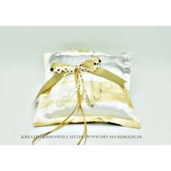 Hot Romantisches Ringkissen Hochzeit Unikat handgemacht 23x23 cm Vintage Polyester Ringkissen