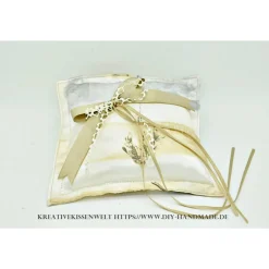 Hot Romantisches Ringkissen Hochzeit Unikat handgemacht 23x23 cm Vintage Polyester Ringkissen