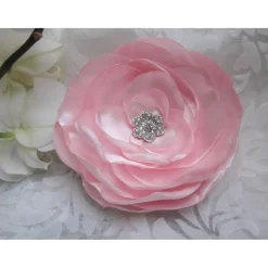 Best Rosa Stoffblume Braut Brosche Klammer mit Strass "Bijou Rose" Hochzeit Accessoire Brautschmuck romantisc Brautschmuck