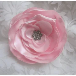 Best Rosa Stoffblume Braut Brosche Klammer mit Strass "Bijou Rose" Hochzeit Accessoire Brautschmuck romantisc Brautschmuck
