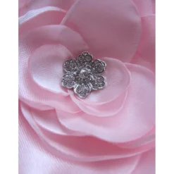 Best Rosa Stoffblume Braut Brosche Klammer mit Strass 
