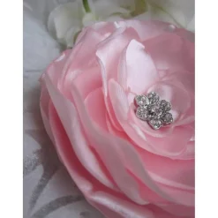 Best Rosa Stoffblume Braut Brosche Klammer mit Strass 