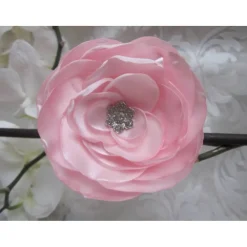 Best Rosa Stoffblume Braut Brosche Klammer mit Strass 