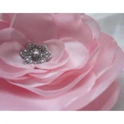 Best Rosa Stoffblume Braut Brosche Klammer mit Strass 