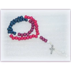 Hot Rosenkranz bunt Holzperlen mit Kreuz, Holzperlenrosenkranz Rosenkränze