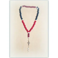 Hot Rosenkranz bunt Holzperlen mit Kreuz, Holzperlenrosenkranz Rosenkränze