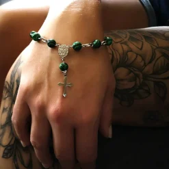 Hot Rosenkranz-Armband aus Edelstahl mit Malachitperlen – Spiritualität & Stil vereint Rosenkränze