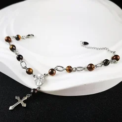 Rosenkranz-Armband aus Edelstahl mit Tigeraugeperlen – Spiritualität & Stil vereint Rosenkränze