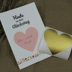 Best Rubbelkarte Rubbellose selber machen Gutscheinkarten zum Selbstausfüllen Schwangerschaftsankündigung Valentinstag Mutter Einladungskarten