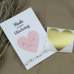 Best Rubbelkarte Rubbellose selber machen Gutscheinkarten zum Selbstausfüllen Schwangerschaftsankündigung Valentinstag Mutter Einladungskarten