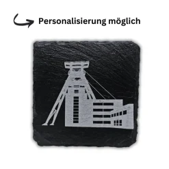Clearance RuhrPott Untersetzer aus Schiefer – Lasergravur, Zeche Zollverein, personalisierbar Tischdekoration