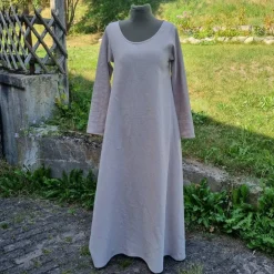 Online Rundhals Ausschnitt Wikinger Leinen Kleid, used look, Unterkleid, Mittelalter, stonewashed Leinen, Kostüme Für Erwachsene
