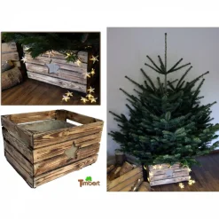 RUSTIKALE WEIHNACHTSBAUMSTÄNDER alte OBSTKISTE Christbaum Ständer aus Holz Weihnachtsdeko Vintage Holzkiste Baumhalter W Weihnachtsbaumdecken