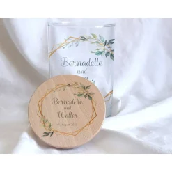 Accessoires|Das Moment Sandzeremonie Glas mit Holzdeckel Hochzeitsbrauch Windlicht Design Bernadette