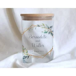 Accessoires|Das Moment Sandzeremonie Glas mit Holzdeckel Hochzeitsbrauch Windlicht Design Bernadette