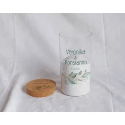 Accessoires|Das Moment Sandzeremonie Glas mit Holzdeckel Hochzeitsbrauch Windlicht Design Salbei II