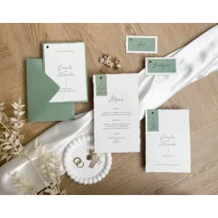 Einladungskarten|Naleemi - papeteriedesign Save the Date Karte - „Modern Greenery“ - Modernes & detailreiches Design - verschiedene Farben - Hochzeitseinladung