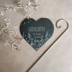 Sale Schieferherz Grabschmuck, Gedenktafel/Grabstein, Beileidsgeschenk, Grabdekoration Gedenksteine