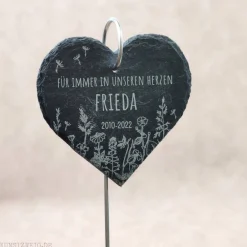 Sale Schieferherz Grabschmuck, Gedenktafel/Grabstein, Beileidsgeschenk, Grabdekoration Gedenksteine