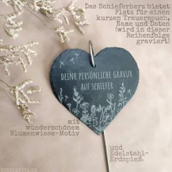 Sale Schieferherz Grabschmuck, Gedenktafel/Grabstein, Beileidsgeschenk, Grabdekoration Gedenksteine