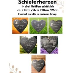 Sale Schieferplatte Herz, Grabschmuck personalisiert, Gedenktafel, Bärchen mit Mond und Sterne Gedenksteine