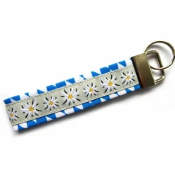 Accessoires|GaHiBu Schlüsselanhänger Schlüsselband "Edelweiß" in weißblau mit schwarz, dunkelgrün, dunkelrot, rot oder hellbeige
