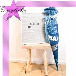Clearance Schültüte / Zuckertüte 70 cm Hai - individuell / + Innenkissen Kinder Einschulung
