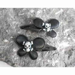 Sale Schmetterlinge  Haarspange Skull Stoff  Totenkopf weiß Accessoires