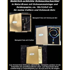 New Schmuck-Schachtel 18x12,5x3cm Geschenk-Verpackung Karton für Collier Schmuckset Natur-Braun, Schwammeinlage Seidenpapier Geschenkverpackungen