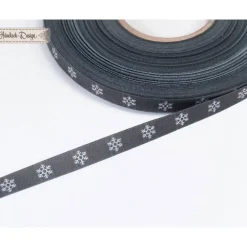 Online Schneeflocken Webband grau/weiß 9mm Deko- & Webbänder