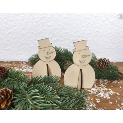 Weihnachtsdeko|Hübsches Aus Holz Schneemann aus Holz, steckbar (2er-Set)