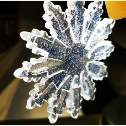 Baumschmuck|Alarnas Welt Schneestern "Wintertraum" – Funkelnder Anhänger mit blauem Glitzer