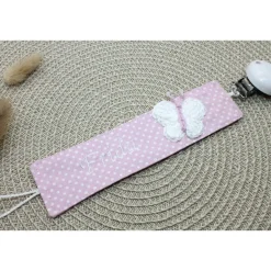 Best Schnullerband personalisiert rosa – mit Name & gehäkeltem Schmetterling – Babygeschenk – Schnullerkette Baumwolle Geschenke