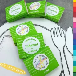 Schokobanderole Kommunion Gastgeschenk Tischkarte personalisiert – Du bist ein Ton in Gottes Melodie Dekoration