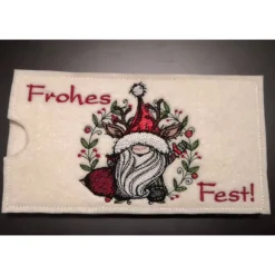 Schokoladenhülle aus Filz bestickt, rechteckig, Weihnachtswichtel Geschenkverpackungen