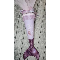 Schultüte Meerjungfrau aus Stoff / 70cm für Mädchen I Mittelteil lila I mit Schwanzflosse rosa Kinder Einschulung