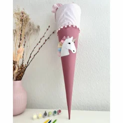 Schultüte mit Einhorn-Applikation inkl. Namensstick Kinder Einschulung