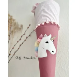 Schultüte mit Einhorn-Applikation inkl. Namensstick Kinder Einschulung