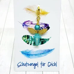 Best Schutzengel Ballerina goldfarben türkis – Glücksbringer Anhänger mit Schmuckkärtchen Geschenke