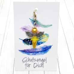 Hot Schutzengel Ballerina silberfarben/gelb – Glücksbringer Anhänger mit Kärtchen Geschenke