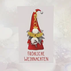 Best Schutzengel Glasperlen gold „roter Hirsch“ – handgefertigt mit Karabiner und Schmuckkarte Geschenke