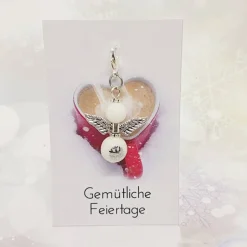 Online Schutzengel Glasperlen Silber Eiskristall – Handgefertigter Glücksbringer mit Karabiner Geschenke
