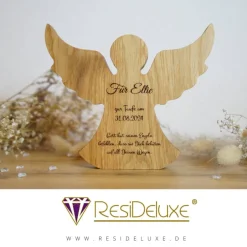 Geschenke|ResiDeluxe Schutzengel MARIA Engel Holz Personalisiert Gravur Geschenk Geburt Taufe Kommunion Firmung Glücksbringer