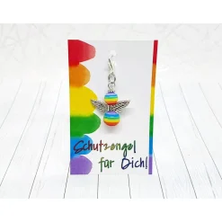 Outlet Schutzengel Regenbogen Silber – LGBTQ Regenbogenengel mit silbernen Flügeln & Karabiner Geschenke